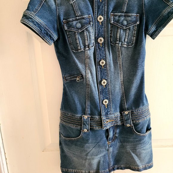 Guess Jeans weathered denim mini dress XS - Picture 1 of 3